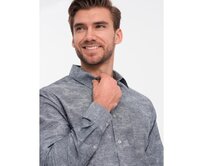 Pánská flanelová kostkovaná bavlněná košile V3 OM-SHCS-0157 šedá Šedá, S