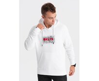 Pánská mikina s potiskem klokanka V1 OM-SSPS-0150 bílá Bílá, S