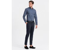 Pánská košile SLIM FIT s jemným vzorem tmavě modrá Námořnická modrá, S