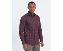 Pánská bavlněná vzorovaná košile SLIM FIT bordó Červená, S