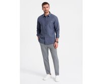 Pánské chino kalhoty s gumou v pase V1 OM-PACP-0158 šedé Šedá, L