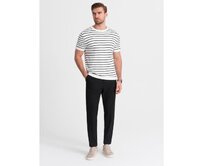Pánské chino kalhoty s elastickým pasem V3 OM-PACP-0158 černé Černá, L