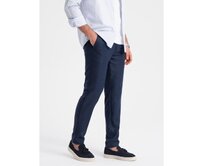 Pánské klasické chino kalhoty SLIM FIT tmavě modré Námořnická modrá, S