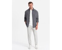 Pánské kalhoty klasického střihu kostkované V1 OM-PACP-0187 béžové Krémová, XL