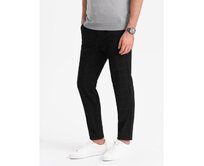 Pánské kalhoty klasického střihu kostkované V5 OM-PACP-0187 černé Černá, L