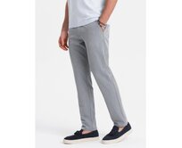 Pánské chino kalhoty klasického střihu V1 OM-PACP-0191 světle šedé Šedá, S
