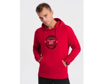 Pánská mikina klokanka s potiskem V2 OM-SSPS-0151 červená Červená, L