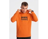 Pánská klokanová mikina s kapucí a potiskem V1 OM-SSPS-0155 oranžová Oranžová, M