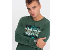 Pánská mikina s potiskem nošená přes hlavu V2 OM-SSPS-0156 zelená Zelená, S