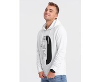 Pánská mikina s kapucí a potiskem V1 OM-SSPS-0152 bílá Bílá, L