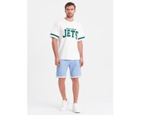 Pánské šortky LOOSE FIT z melanžové tkaniny světle modré Světle modrá, XXL