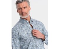 Pánská košile s potiskem SLIM FIT světle modrá Světle modrá, S
