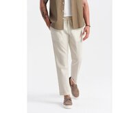 Pánské kalhoty chino z lněné směsi 2 OM-PACP-0198 krémové V Krémová, M