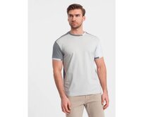 Pánské tričko s elastanem s barevnými rukávy šedé Šedá, L