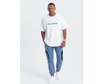 Pánské kalhoty JOGGER se stojáčkem a nákladními kapsami na zip modré Modrá, S