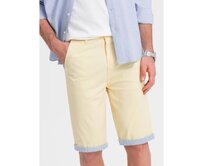 Pánské chinos šortky s džínovým lemem žluté V7 W421 Žlutá, 3XL