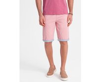 Pánské chinos šortky s džínovým lemem růžové V8 W421 Růžová, 3XL