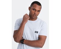 Pánské volnočasové tričko s kapsou s nášivkou V9 OM-TSCT-0109 modré Světle modrá, S