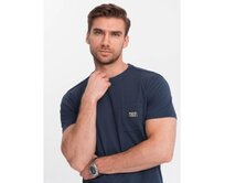Pánské volnočasové tričko s kapsou s nášivkou V10 OM-TSCT-0109 tmavě modré Námořnická modrá, S