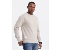 Pánská mikina BASIC s kulatým výstřihem světle béžová Béžová, S