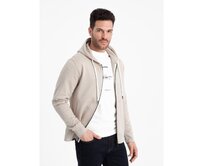 Pánská mikina BASIC s rozepnutou kapucí světle béžová Béžová, S