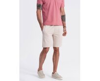 Pánské pletené šortky se stahovací šňůrkou a kapsami světle béžové Béžová, S