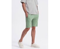 Pánské pletené šortky se stahovací šňůrkou a kapsami zelené Zelená, S