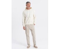 Pánská mikina klokanka s kapucí krémová Krémová, S