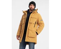 Pánská dlouhá zateplená bunda s reflexními prvky - žlutá V2 Žlutá, S