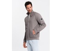 Pánská bunda s vysokým límcem a fleecovou podšívkou popelavá Šedá, S