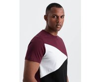 Pánské bavlněné tříbarevné tričko V5 OM-TSCT-0174 bordó a černá Červená, S