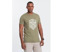 Pánské tričko s potiskem v motocyklovém stylu olivové Olivová, S