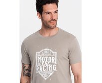 Pánské tričko s potiskem v motocyklovém stylu popelavé Šedá, S