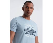 Pánské bavlněné tričko s potiskem ve stylu San Francisco modré Světle modrá, S