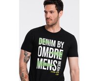 Pánské bavlněné tričko s velkým nápisem černé Černá, M