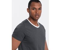 Pánské tričko v surovém provedení tmavě šedé Tmavě šedá, S