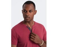 Pánské tričko s kulatým výstřihem henley červené Červená, S