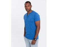 Pánské tričko s kulatým výstřihem henley modré Modrá, S