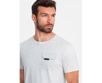 Pánské bavlněné tričko s potiskem písmen a kapsou bílo-šedé Šedá, L