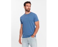 Pánské bavlněné tričko s jemnou výšivkou tmavě modré Modrá, S