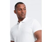 Pánská jednobarevná pletená polokošile BASIC bílá Bílá, S