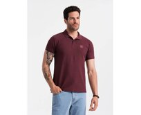 Pánská jednobarevná polokošile BASIC pique knit bordó Červená, S