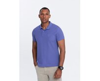 Pánská jednobarevná polokošile BASIC pique knit fialová Fialová, S