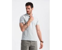 Pánská jednobarevná pletená polokošile BASIC šedá Šedá, S