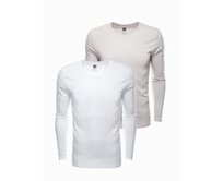 Pánská souprava triček s dlouhým rukávem V-NECK mix V8 Z41 Bílá, XXL