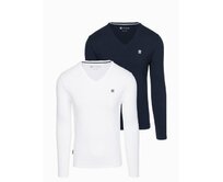 Pánská souprava triček s dlouhým rukávem V-NECK mix 2-pack V1 Z87 Bílá, M