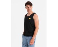 Pánské bavlněné tílko s potiskem Summer Vibe černé V1 OM-TSTT-0191 Černá, S