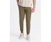 Pánské bavlněné tepláky BASIC jogger olivové Olivová, S