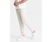Pánské bavlněné tepláky BASIC joggers krémové Krémová, S