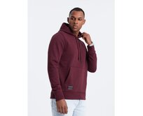 Pánská bavlněná mikina BASIC klokanka s kapucí bordó Červená, S
